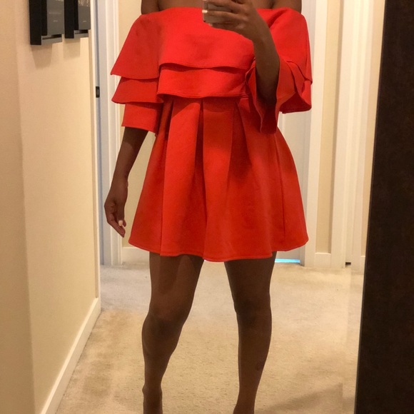 ASOS Off the Shoulder Ruffle Dress - Picture 2 of 3